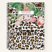 Leopard Tierdruckmuster Vintag florale Notizblock (Vorderseite)