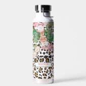 Leopard Tierdruckmuster Vintag florale Trinkflasche (Links)