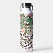Leopard Tierdruckmuster Vintag florale Trinkflasche (Vorne)