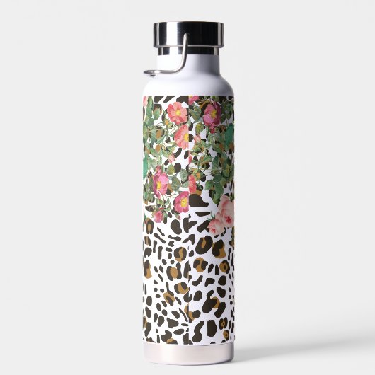 Leopard Tierdruckmuster Vintag florale Trinkflasche (Rechts)