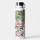 Leopard Tierdruckmuster Vintag florale Trinkflasche (Rückseite)