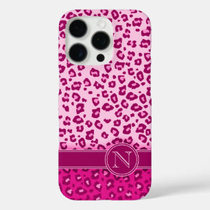 Leopard, tierischer Aufdruck rosa Monogramm iPhone 16 Pro Hülle