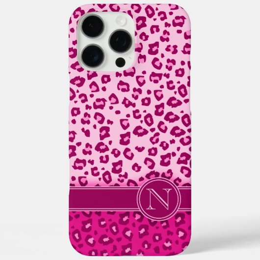 Leopard, tierischer Aufdruck rosa Monogramm Case-Mate iPhone Hülle (Rückseite)