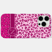 Leopard, tierischer Aufdruck rosa Monogramm Case-Mate iPhone Hülle (Rückseite (Horizontal))