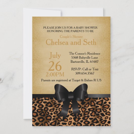 Leopard Tierkatzenmuster| Babydusche Einladung (Vorderseite)