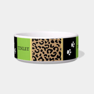 Leopard-Tiermuster mit Schwarz und Kalkgrün Napf