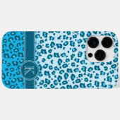Leopard-Tierprint Aqua-blauer Monogramm Case-Mate iPhone Hülle (Rückseite (Horizontal))