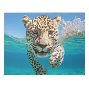 Leopard Tierspass Natur Wasserspielen Notizblock