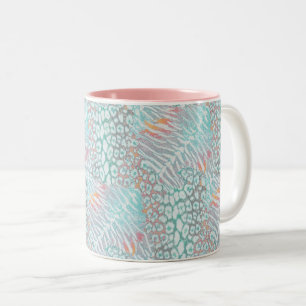 Leopard ,Tiger, Fell, gefleckt, gestreift, Türkis, Zweifarbige Tasse