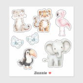 Leopard Tiger Flamingo Elefant Toucan Schmetterlin Aufkleber (Blatt)