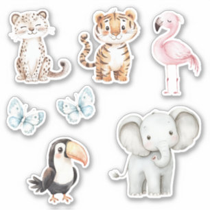 Leopard Tiger Flamingo Elefant Toucan Schmetterlin Aufkleber