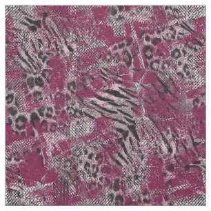 Leopard Tiger Grau Burgund Flecken Tierhaut . Stoff
