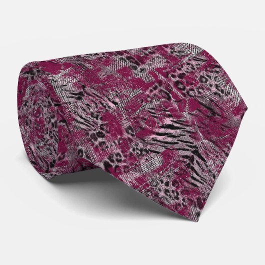 Leopard-Tiger-Graumarone gepunktet Krawatte (Gerollt)