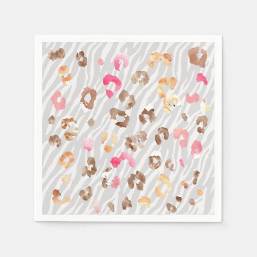 Leopard Tiger Gray Napkins Serviette (Vorderseite)