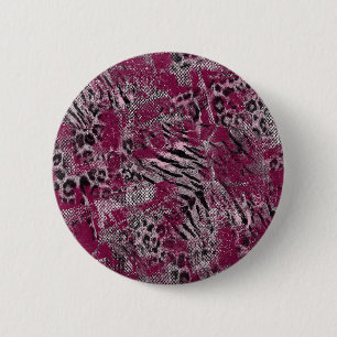 Leopard tiger grey maroon spotted button