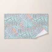 Leopard, Tiger, Haut, gepunktet, gestreift, Türkis Badhandtuch Set (Handtuch)