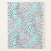 Leopard, Tiger, Haut, gepunktet, gestreift, Türkis Planer (Rückseite)