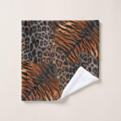 Leopard-Tiger-Hauttrendy Badhandtuch Set (Waschlappen)