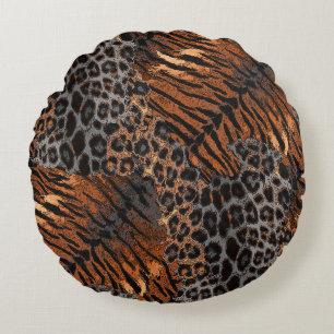 Leopard Tiger Skin trendy Rundes Kissen