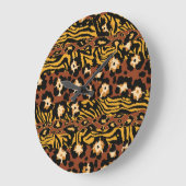 Leopard, Tigerhäute, wildes Muster. Große Wanduhr (Winkel)