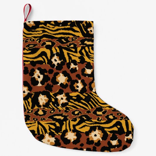 Leopard, Tigerhäute, wildes Muster. Kleiner Weihnachtsstrumpf (Vorderseite)