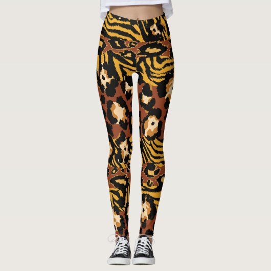 Leopard, Tigerhäute, wildes Muster. Leggings (Vorderseite)