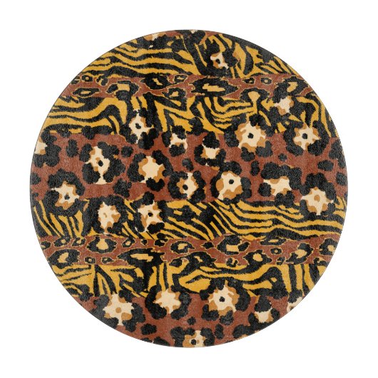 Leopard, Tigerhäute, wildes Muster. Schneidebrett (Vorderseite)