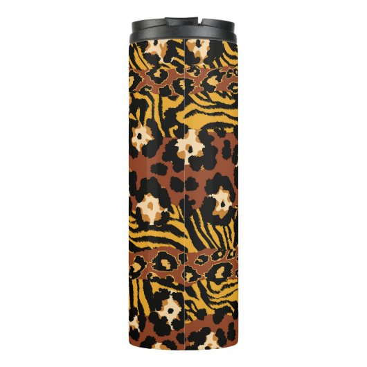 Leopard, Tigerhäute, wildes Muster. Thermosbecher (Rückseite)