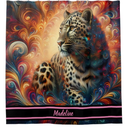 Leopard-Traum: Artful Dschungel Escape Duschvorhang (Vorderseite)
