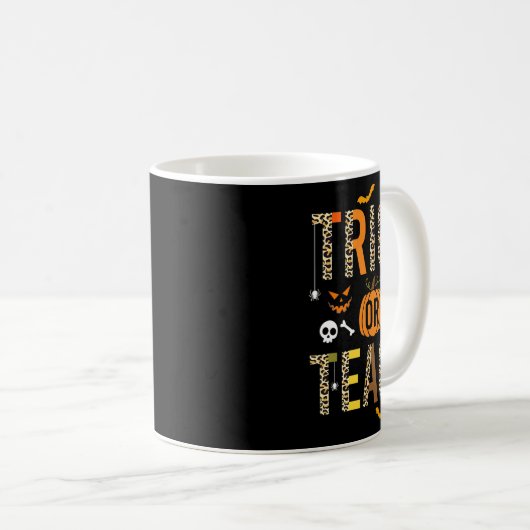 Leopard Trick oder Teach Halloween School Fall Aut Kaffeetasse (VorderseiteRechts)