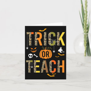 Leopard Trick oder Teach Halloween School Fall Aut Karte