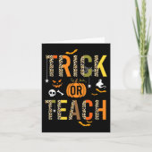 Leopard Trick oder Teach Halloween School Fall Aut Karte (Vorderseite)