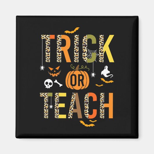 Leopard Trick oder Teach Halloween School Fall Aut Magnet (Vorne)