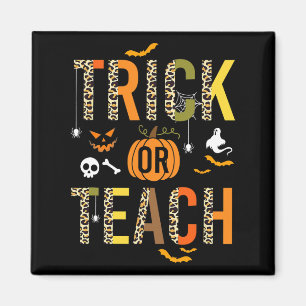 Leopard Trick oder Teach Halloween School Fall Aut Magnet