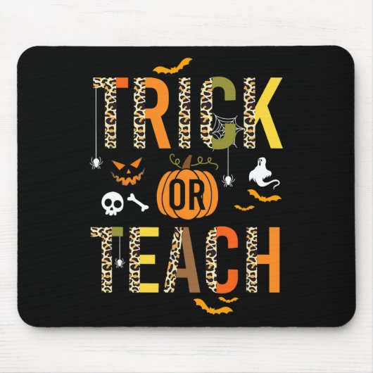 Leopard Trick oder Teach Halloween School Fall Aut Mousepad (Vorne)