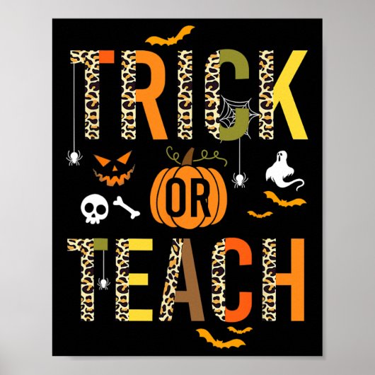 Leopard Trick oder Teach Halloween School Fall Aut Poster (Vorne)