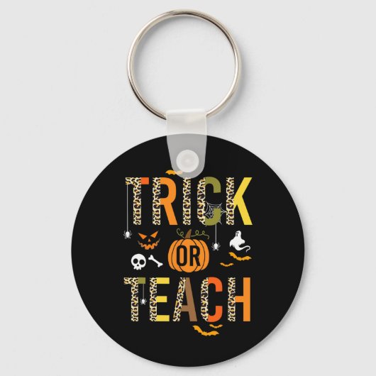 Leopard Trick oder Teach Halloween School Fall Aut Schlüsselanhänger (Vorderseite)