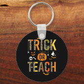 Leopard Trick oder Teach Halloween School Fall Aut Schlüsselanhänger (Vorderseite)