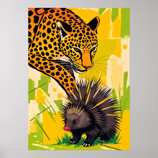 Leopard trifft Porcupine - kühne Jungle Begegnung Poster (Vorne)