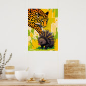 Leopard trifft Porcupine - kühne Jungle Begegnung Poster (Küche)