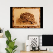 Leopard trinken von Erik Brush Poster (Heimbüro)