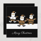 Leopard Triple Santa Snow auf schwarzer Illustrati (Vorne/Hinten)