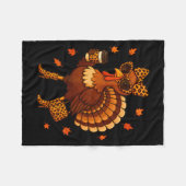 Leopard Turkey Drinking Coffee Thanksgiving Women Fleecedecke (Vorderseite (Horizontal))