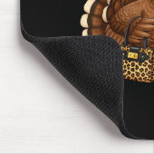 Leopard Turkey Drinking Coffee Thanksgiving Women  Mousepad (Ecke)