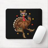 Leopard Turkey Drinking Coffee Thanksgiving Women  Mousepad (Mit Mouse)