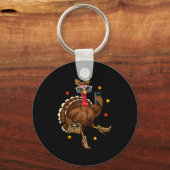 Leopard Turkey Drinking Coffee Thanksgiving Women  Schlüsselanhänger (Vorderseite)