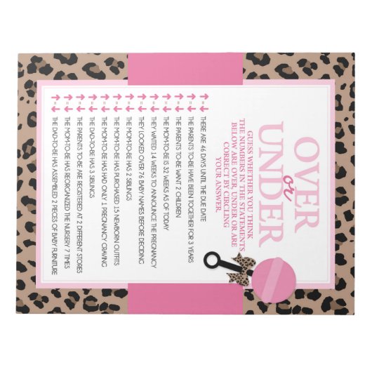 Leopard über oder unter dem Baby Duschgel Pack Notizblock (Vorderseite)