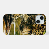 Leopard überquert einen Strom iPhone 15 Hülle (Rückseite (Horizontal))