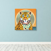 Leopard - überzogene Canvas Art Print Leinwanddruck (Insitu (Holzboden))