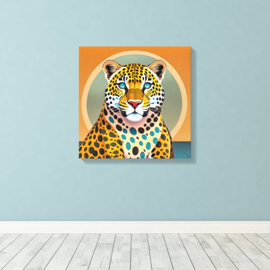 Leopard - überzogene Canvas Art Print Leinwanddruck (Insitu (Holzboden))